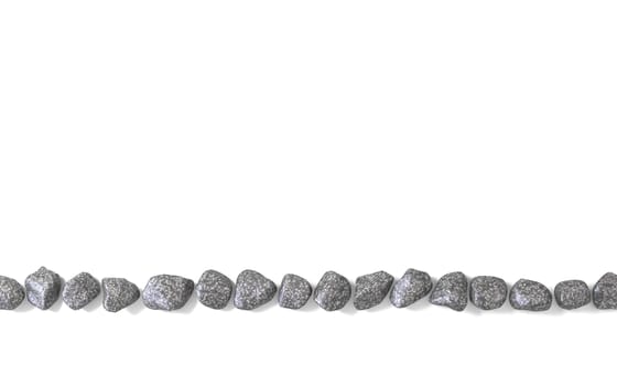 Line made of rocks 3D render illustration isolated on white background