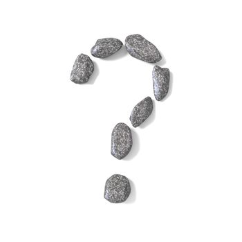 Question mark made of rocks 3D render illustration isolated on white background
