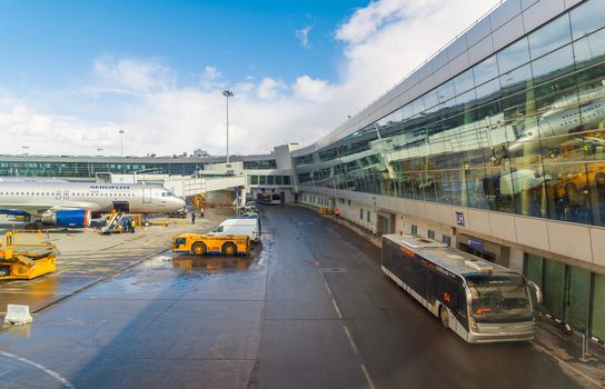 Moscow, Russia - March 29.2017. Technical Zone in a Terminal D Sheremetyevo Airport