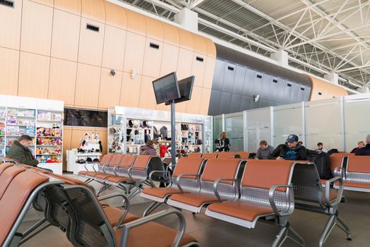 Moscow, Russia - March 29.2017. Departure hall of the airport in Kazan, Republic of Tatarstan