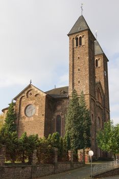 Church of the Moselle village Ernst on a dull autumnal day, Germany, Europe