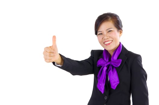 happy Middle Aged  business woman with thumb up