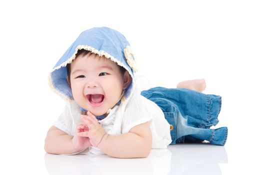 crawling beautiful baby girl