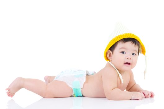 crawling beautiful baby girl