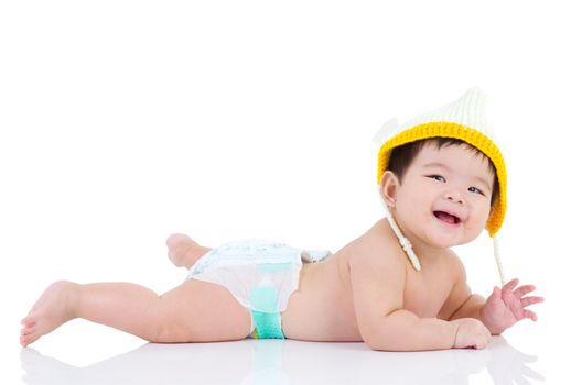 crawling beautiful baby girl