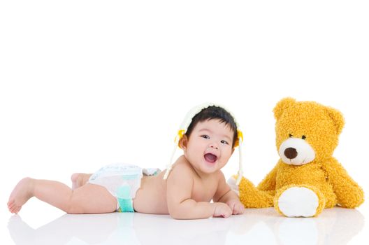 crawling beautiful baby girl