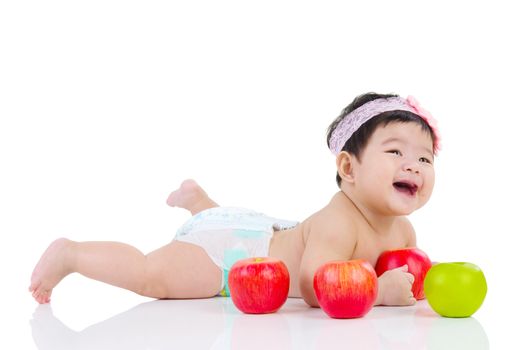 crawling beautiful baby girl