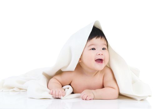 crawling beautiful baby girl