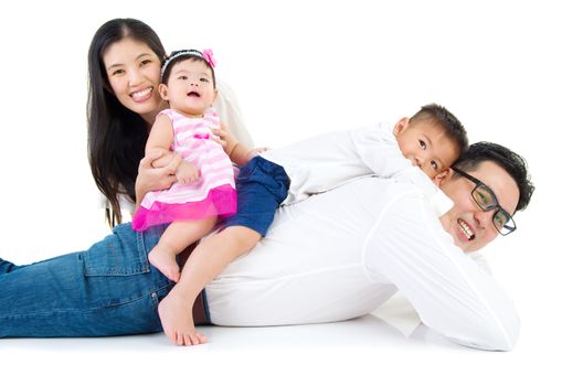 Indoor portrait of asian family