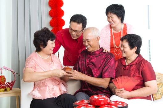 Asian family celebrate chinese new year