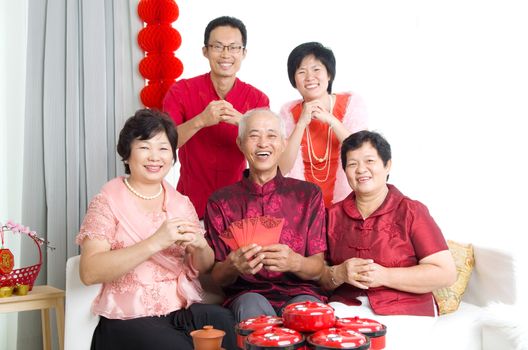 Asian family celebrate chinese new year