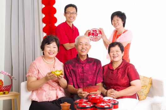 Asian family celebrate chinese new year