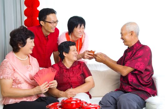 Asian family celebrate chinese new year