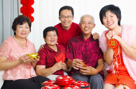 Asian family celebrate chinese new year