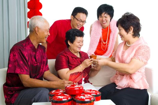 asian family celebrate chinese new year