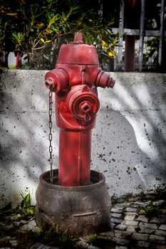 Red fire hydrant in  Lisbon Portugal