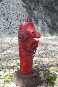Red fire hydrant in  Lisbon Portugal