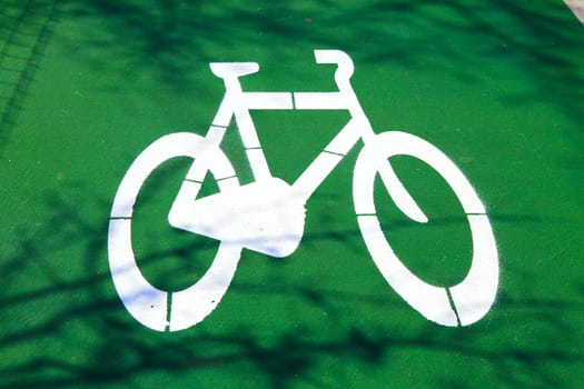 Bicycle sign on the road in  Lisbon Portugal