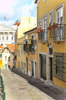 Street  in old town of Lisbon, Portugal