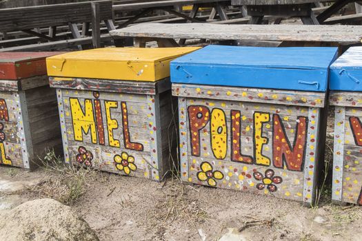 Nice decorated bee hives