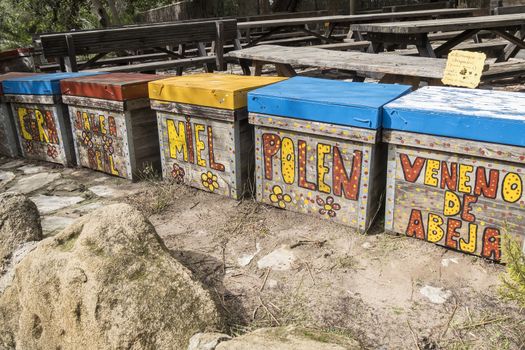 Nice decorated bee hives