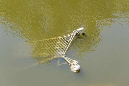 Shopping cart into de river