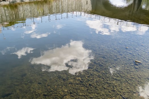 Clouds reflected in the river water