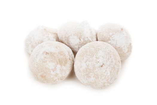 White candy truffles isolated on white background
