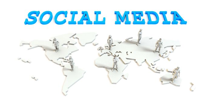 Social media Global Business Abstract with People Standing on Map