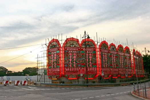 Scaffolding of chinese culture under sunset