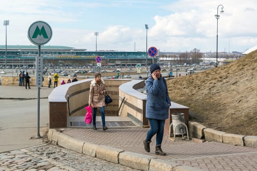 Kazan, Russia - March 28.2017. People go from the metro station Kremlin