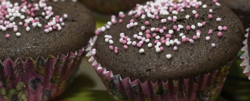 Muffins In Pink Forms For Baking .