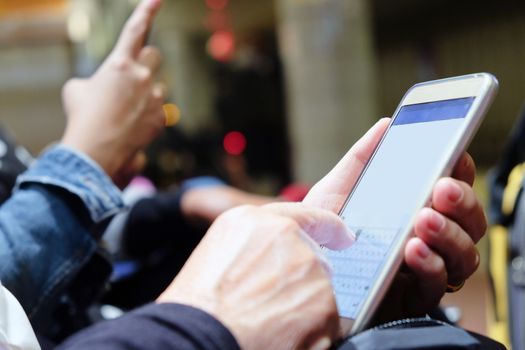 close up of Group of people using mobile devices