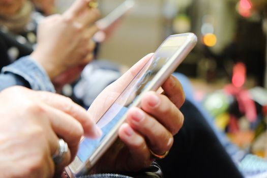 close up of Group of people using mobile devices