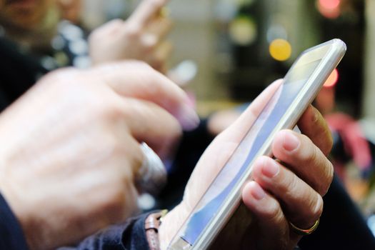close up of Group of people using mobile devices
