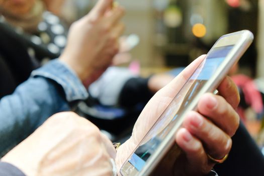 close up of Group of people using mobile devices