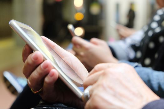close up of Group of people using mobile devices