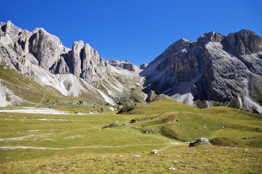 Mountain landscape on a sunny day, Dolomite Alps, Italy