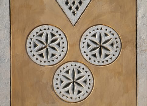 Architecture uzbek details three circles on a wall, temurid symbol