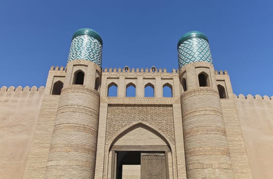 The Kunya Ark gate in Khiva Old Town, Uzbekistan