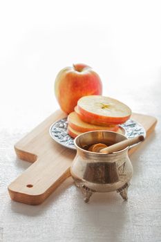 Honey and apples for Rosh Hashanah. Jewish Holidays