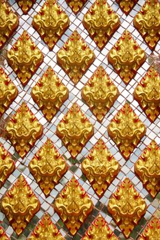 Thai pattern inside Thai temple, flower patter on white glass background