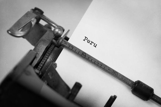 Inscription made by vintage typewriter, country, Peru