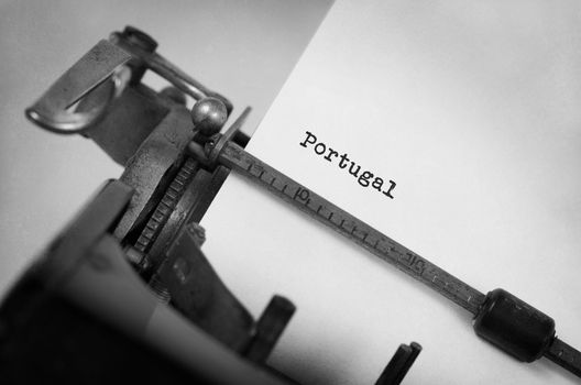 Inscription made by vintage typewriter, country, Portugal