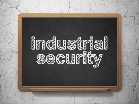 Security concept: text Industrial Security on Black chalkboard on grunge wall background, 3D rendering