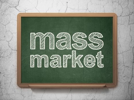 Advertising concept: text Mass Market on Green chalkboard on grunge wall background, 3D rendering