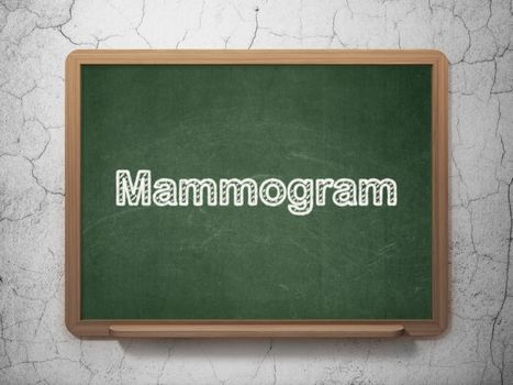 Medicine concept: text Mammogram on Green chalkboard on grunge wall background, 3D rendering