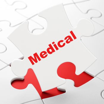 Medicine concept: Medical on White puzzle pieces background, 3D rendering