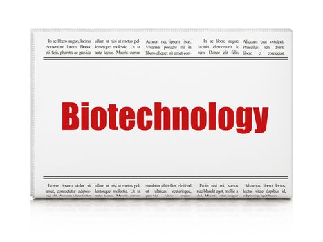 Science concept: newspaper headline Biotechnology on White background, 3D rendering
