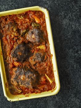 close up of rustic italian oxtail stew